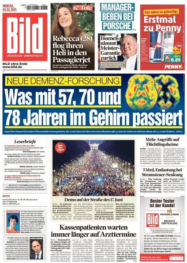 anteprima della prima pagina di bild del 03/02/2025