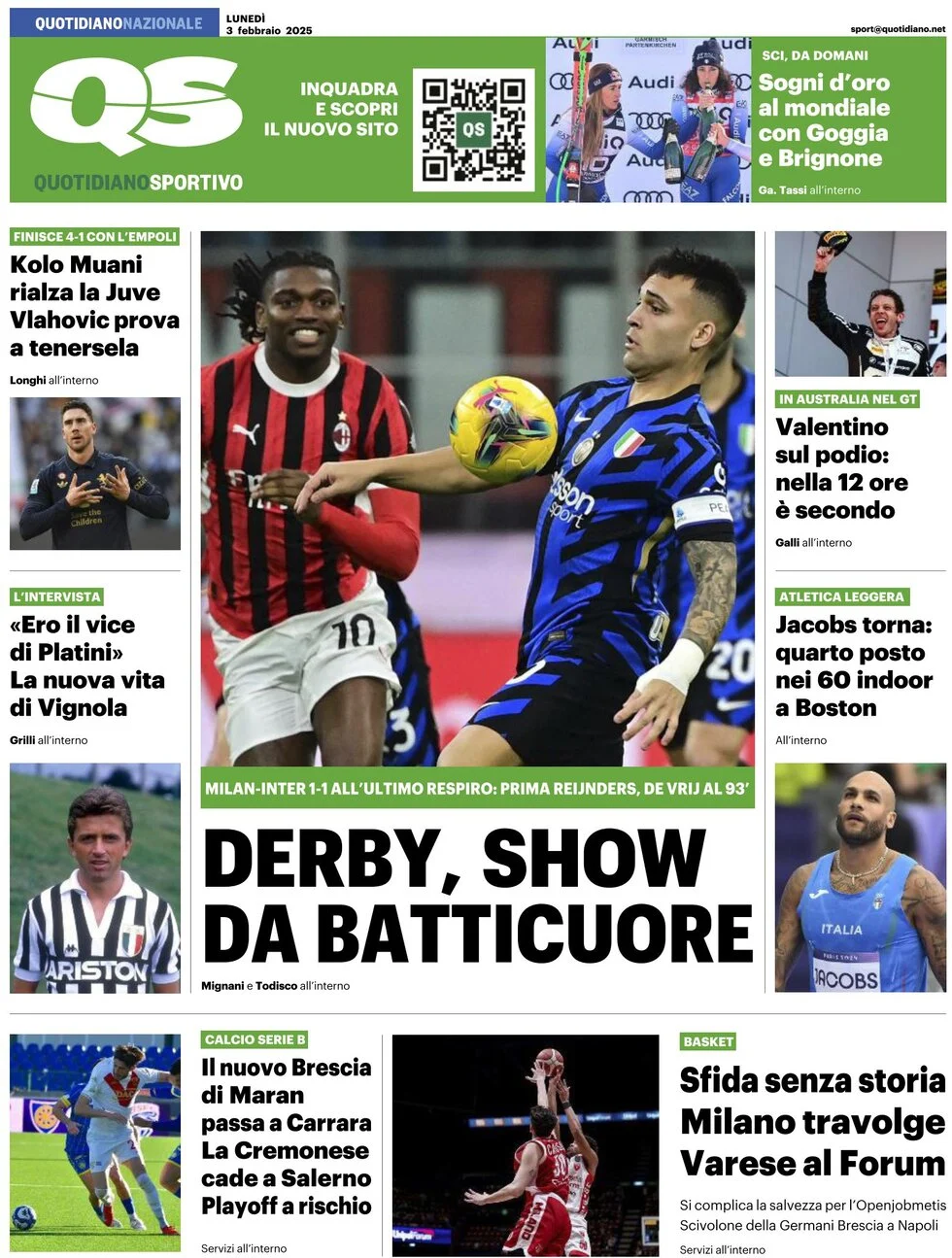 anteprima della prima pagina di qs-quotidiano-sportivo del 03/02/2025