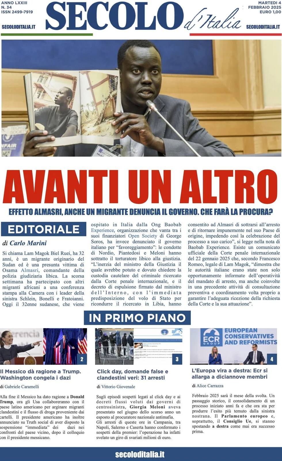 anteprima della prima pagina di secolo-ditalia del 04/02/2025