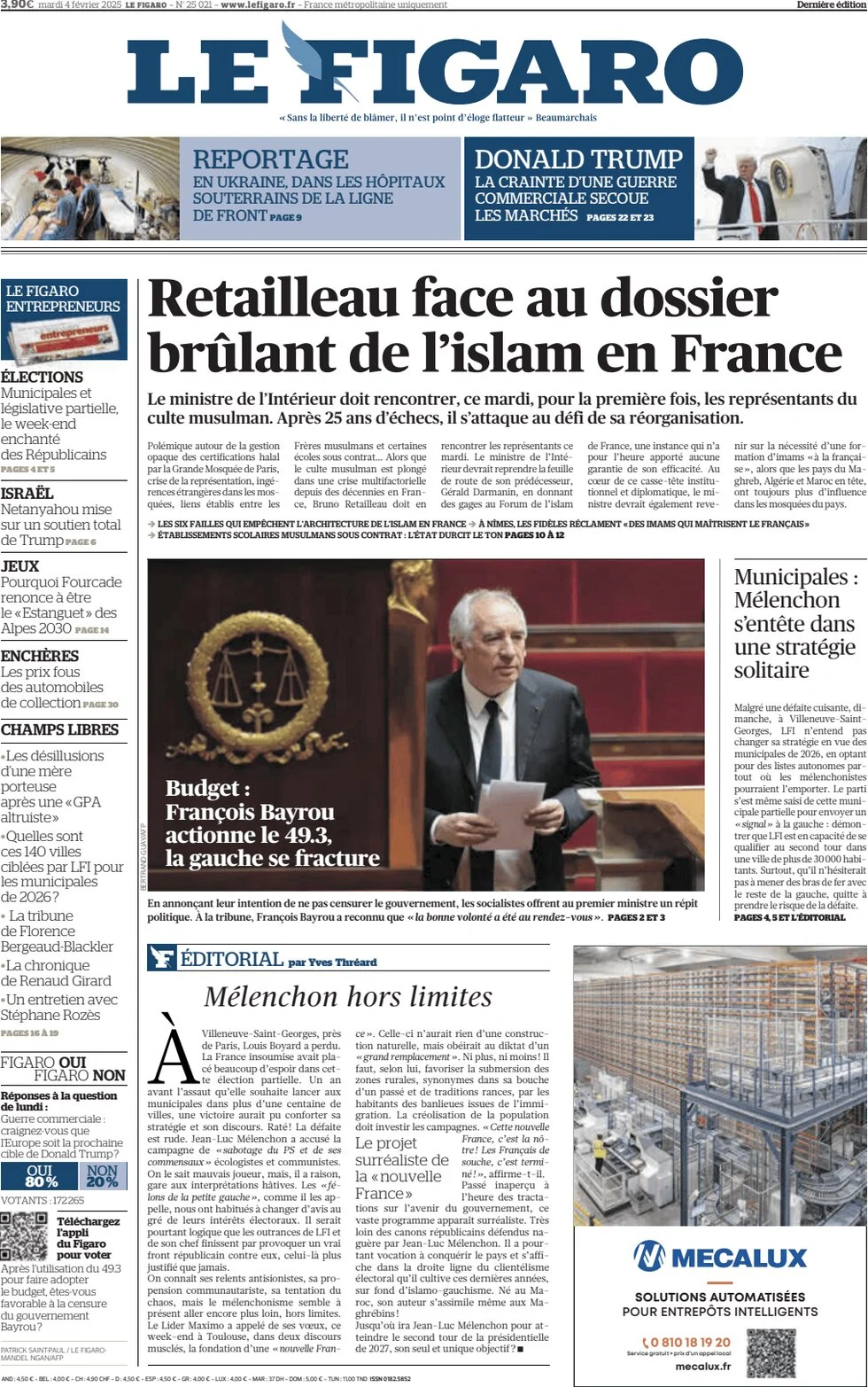 anteprima della prima pagina di le-figaro del 04/02/2025