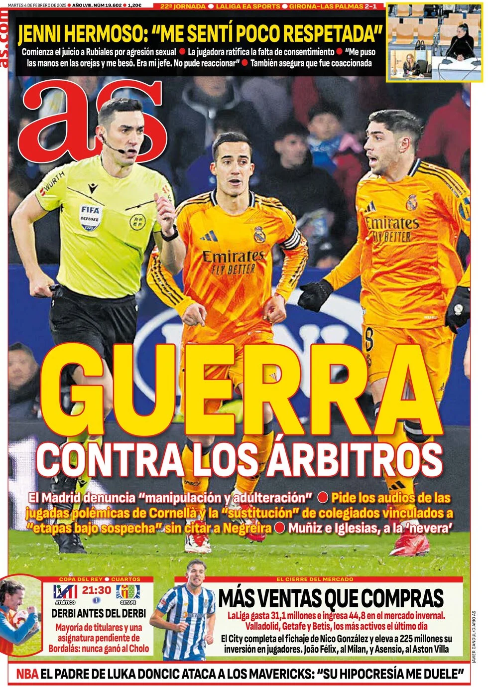 anteprima della prima pagina di as-madrid del 04/02/2025