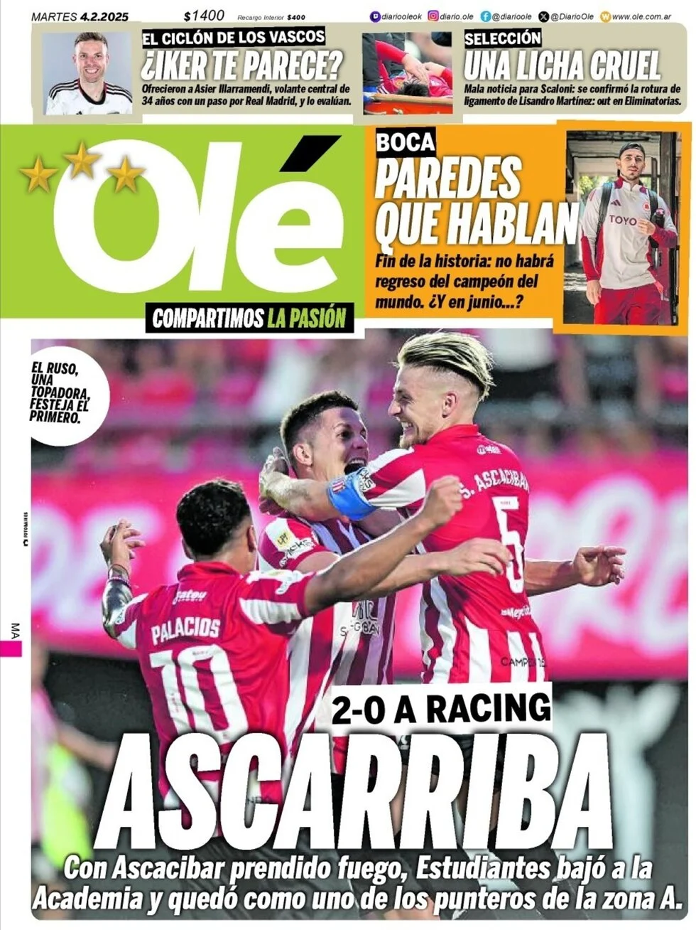 anteprima della prima pagina di ol del 04/02/2025