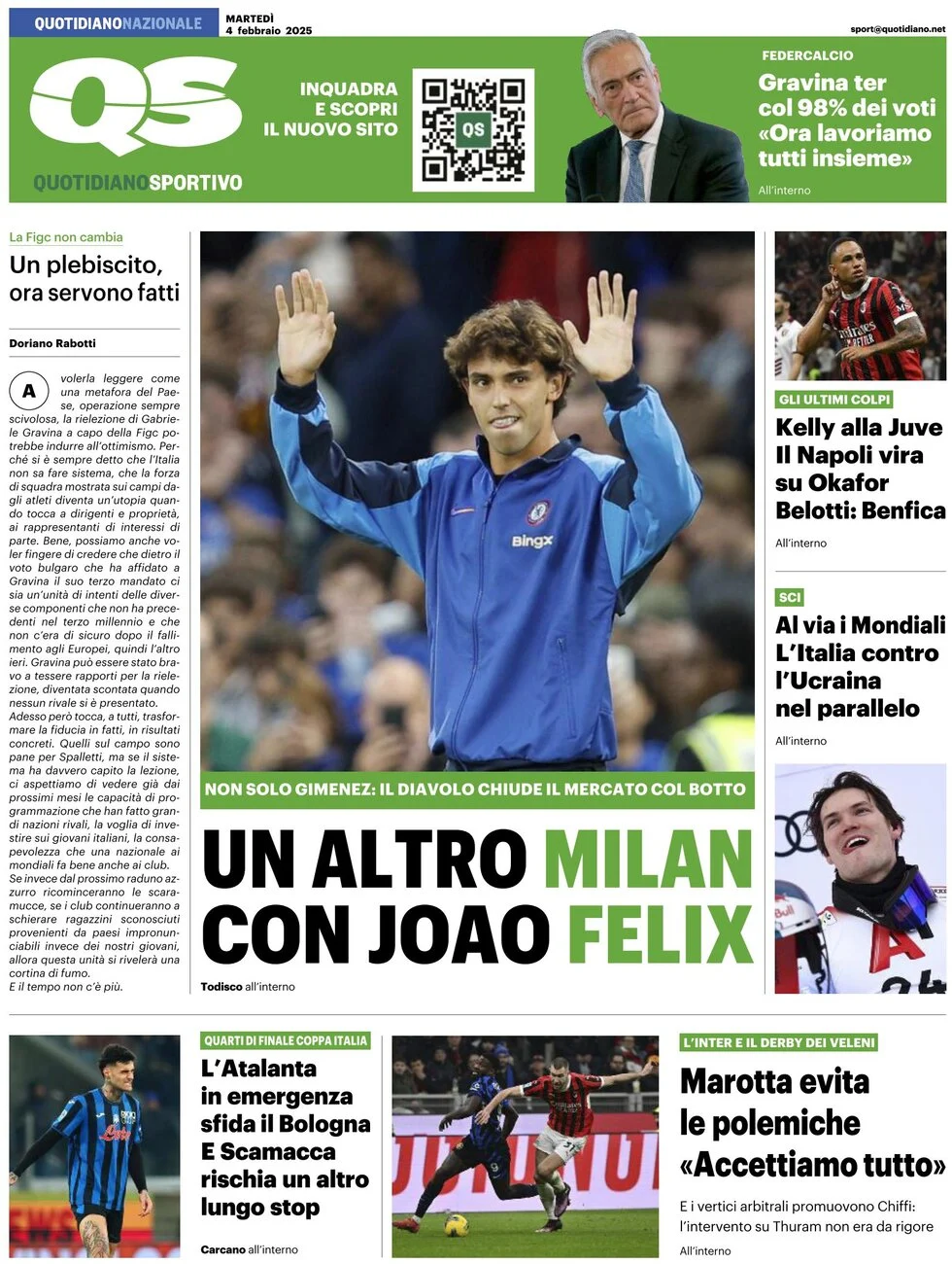 anteprima della prima pagina di qs-quotidiano-sportivo del 04/02/2025