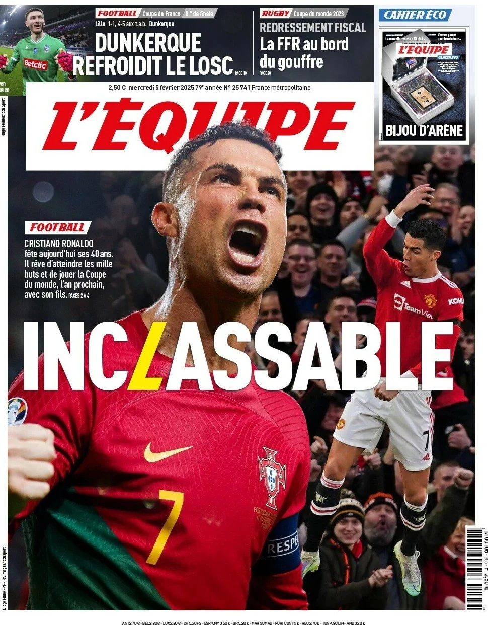 anteprima della prima pagina di lequipe del 05/02/2025