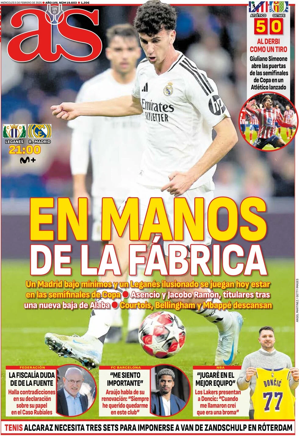 anteprima della prima pagina di as-madrid del 05/02/2025