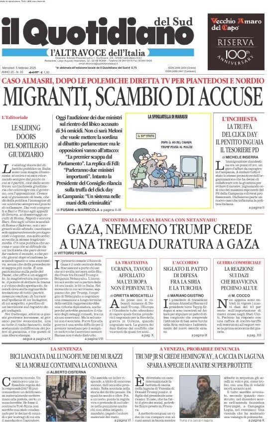 anteprima della prima pagina di il-quotidiano-del-sud-laltravoce del 05/02/2025
