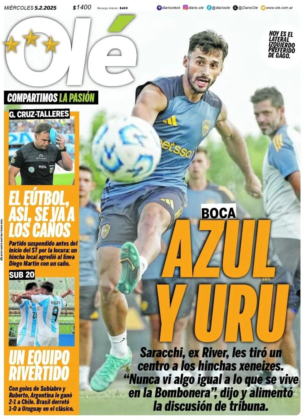 anteprima della prima pagina di ol del 05/02/2025