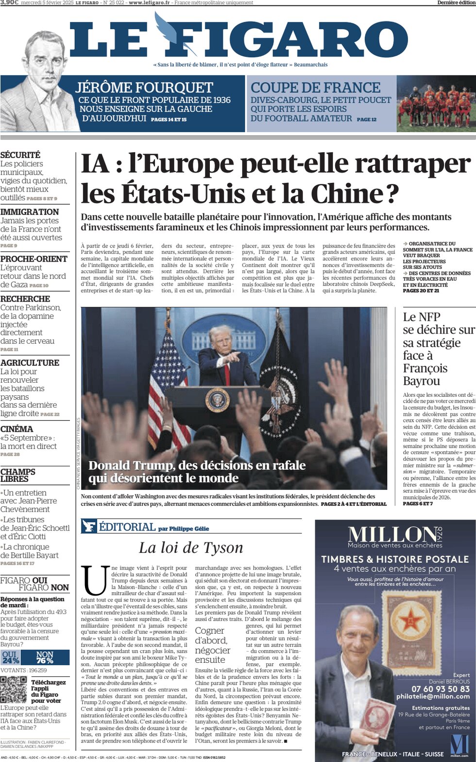anteprima della prima pagina di le-figaro del 05/02/2025