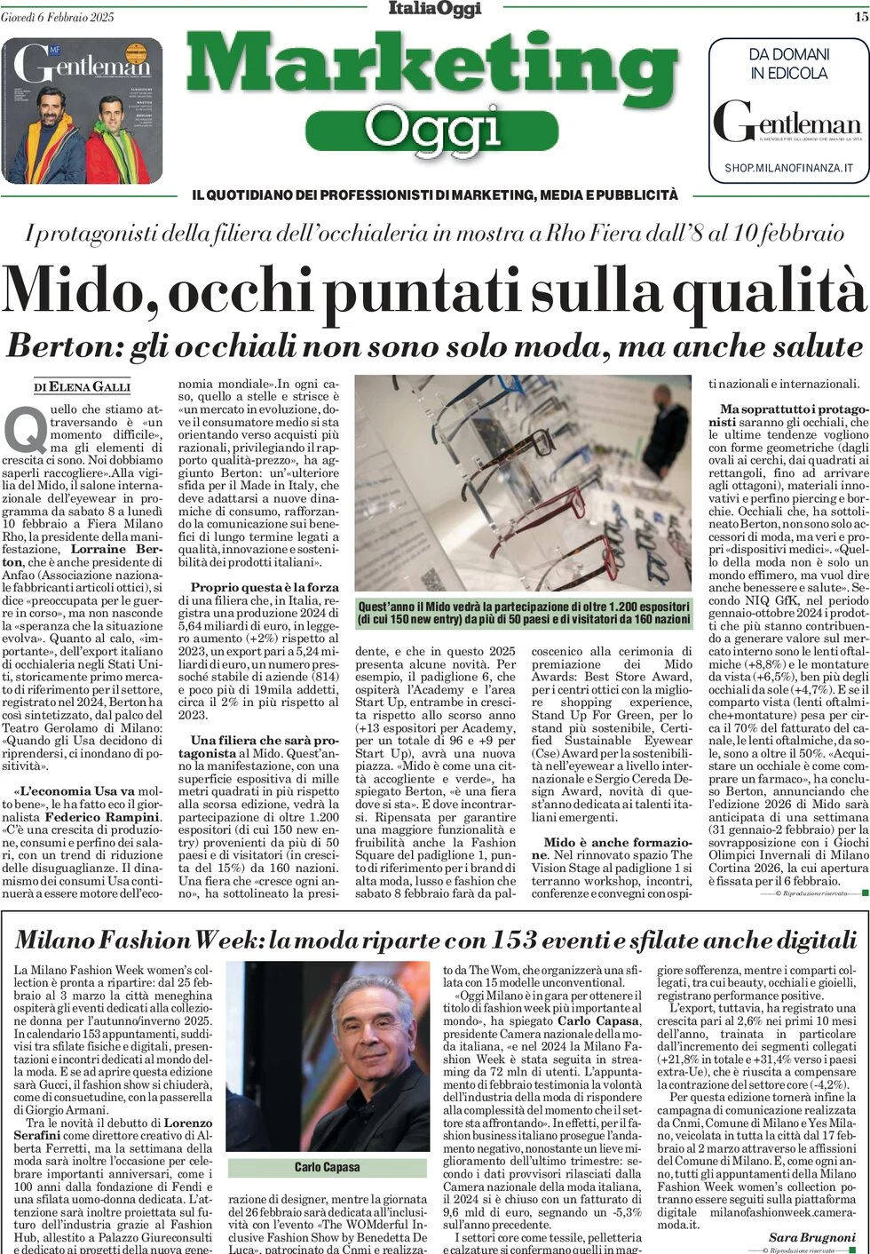 anteprima della prima pagina di marketing-oggi del 06/02/2025