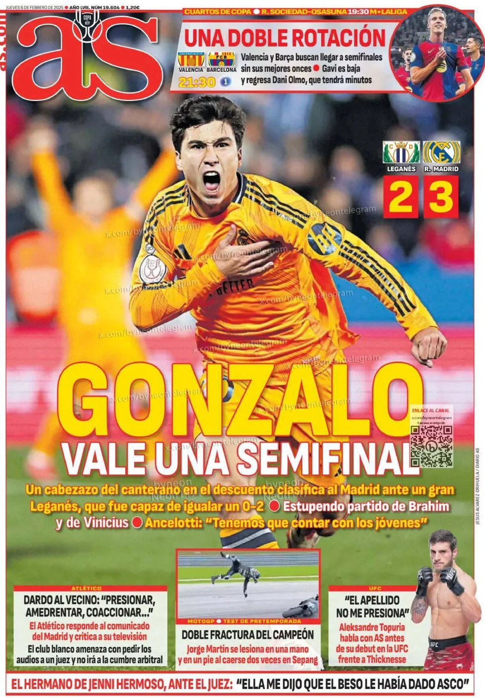 anteprima della prima pagina di as-madrid del 06/02/2025