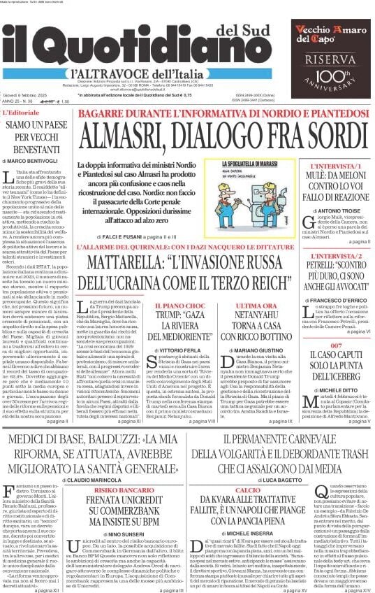 anteprima della prima pagina di il-quotidiano-del-sud-laltravoce del 06/02/2025