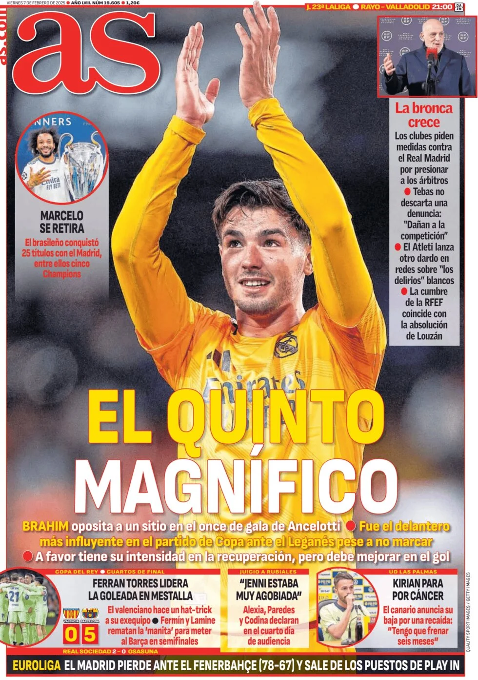 anteprima della prima pagina di as-madrid del 07/02/2025