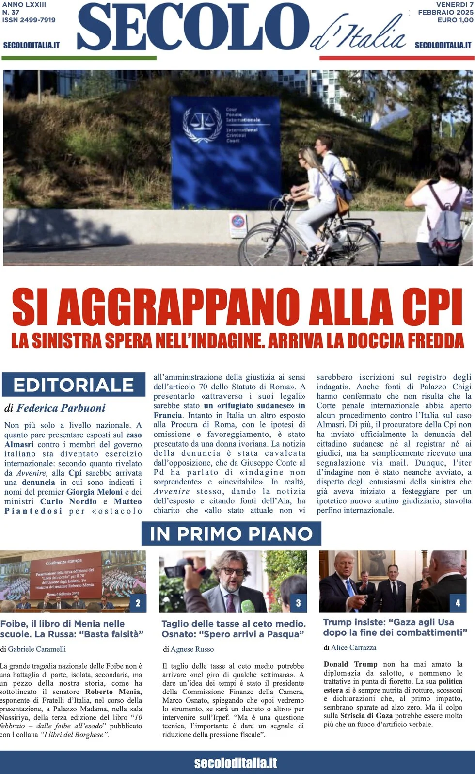 anteprima della prima pagina di secolo-ditalia del 07/02/2025
