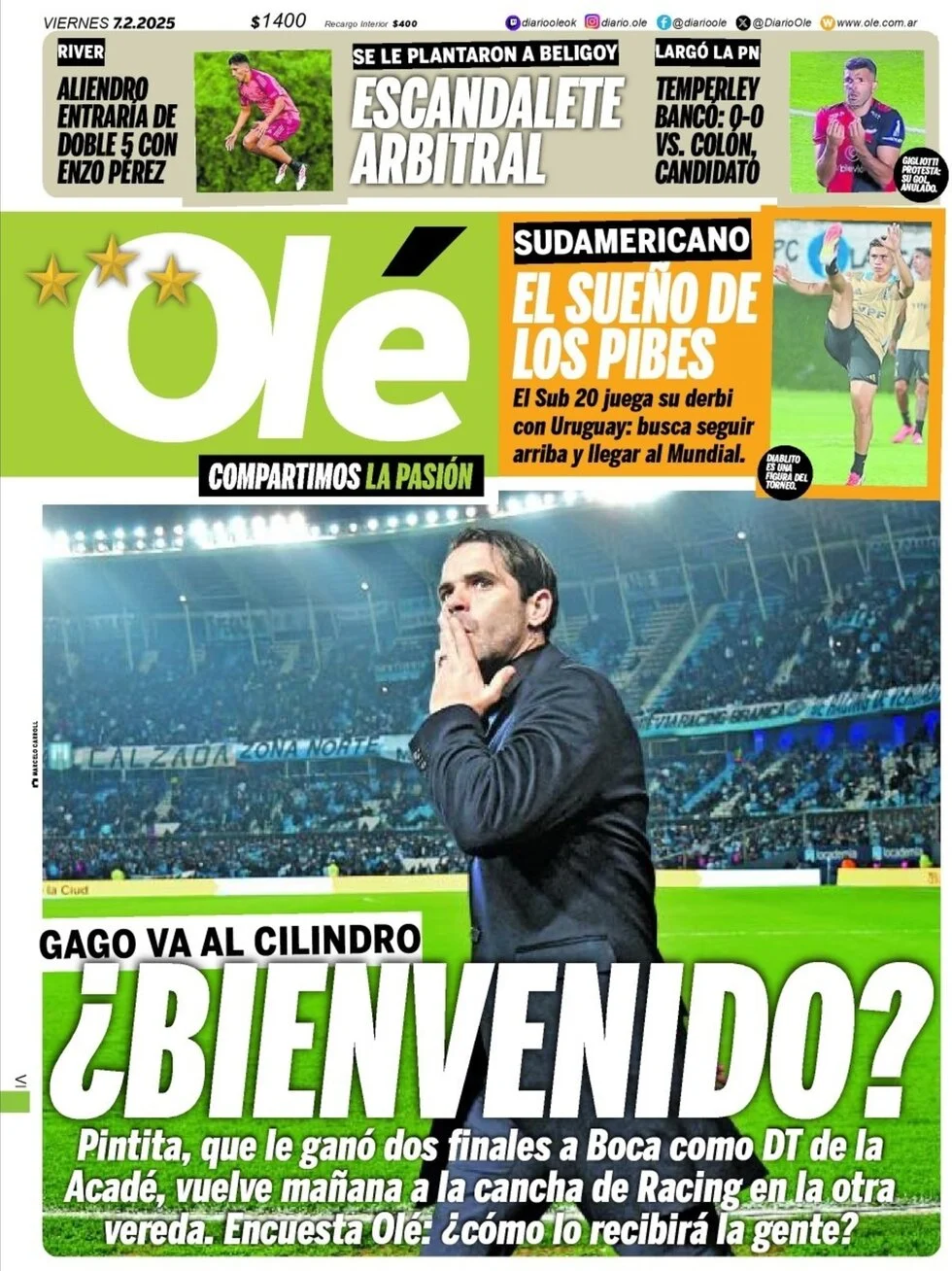 anteprima della prima pagina di ol del 07/02/2025