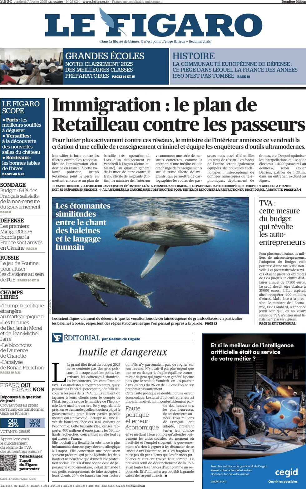 anteprima della prima pagina di le-figaro del 07/02/2025