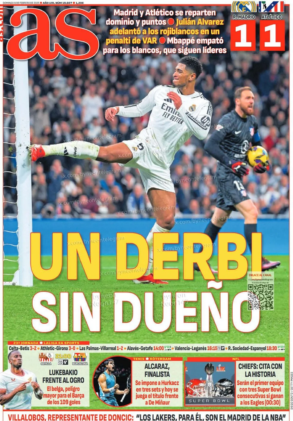 anteprima della prima pagina di as-madrid del 09/02/2025