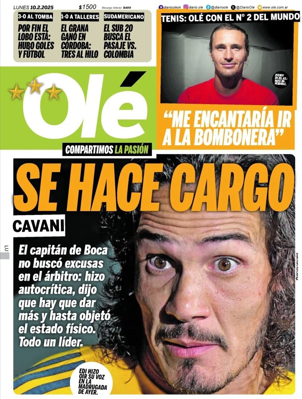 anteprima della prima pagina di ol del 10/02/2025