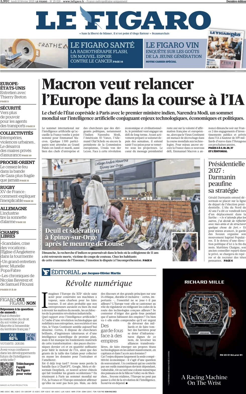 anteprima della prima pagina di le-figaro del 10/02/2025