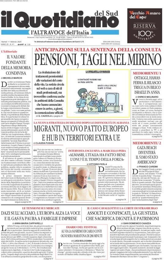 anteprima della prima pagina di il-quotidiano-del-sud-laltravoce del 11/02/2025