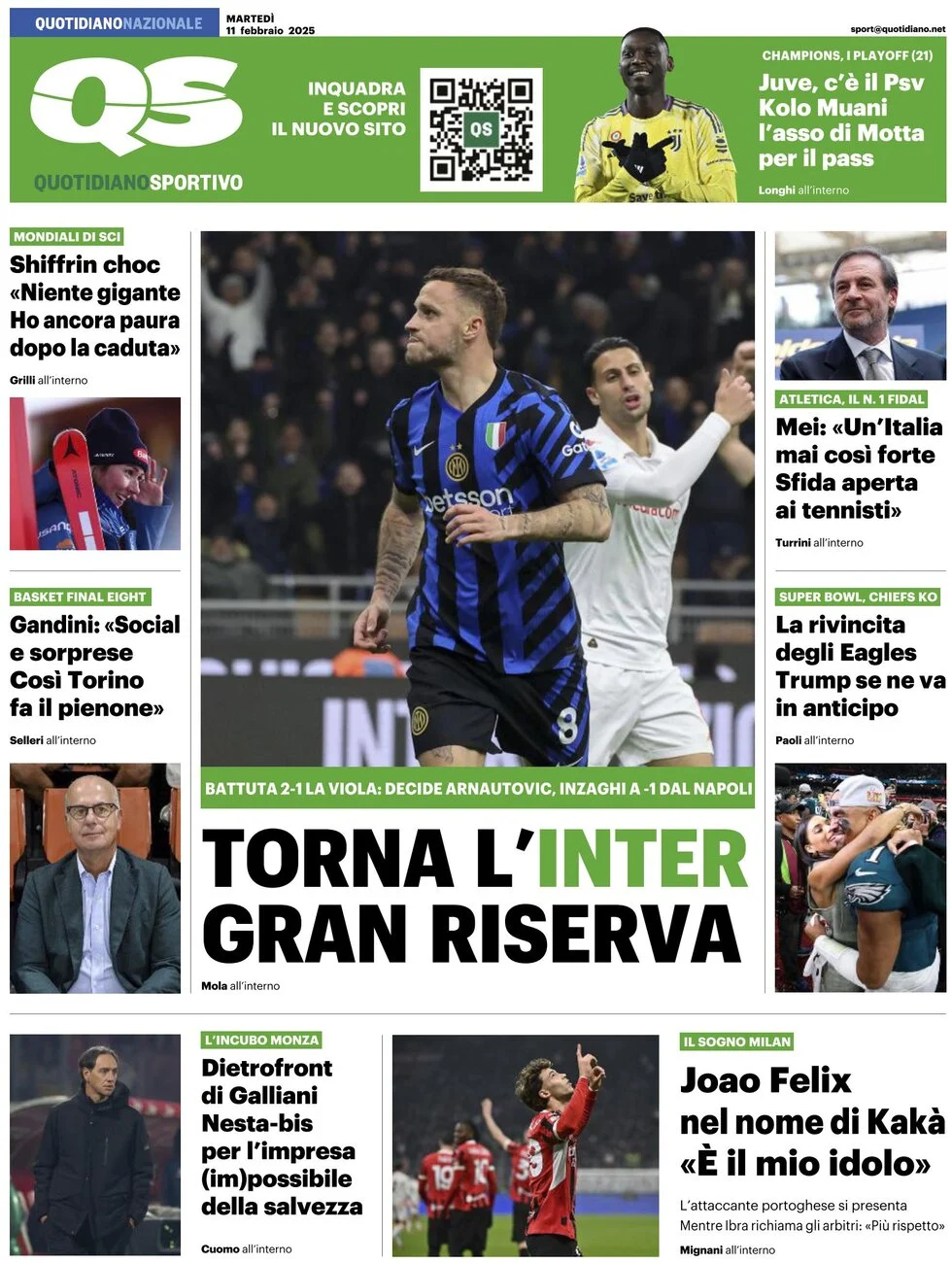 anteprima della prima pagina di qs-quotidiano-sportivo del 11/02/2025