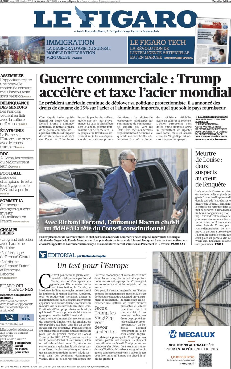 anteprima della prima pagina di le-figaro del 11/02/2025