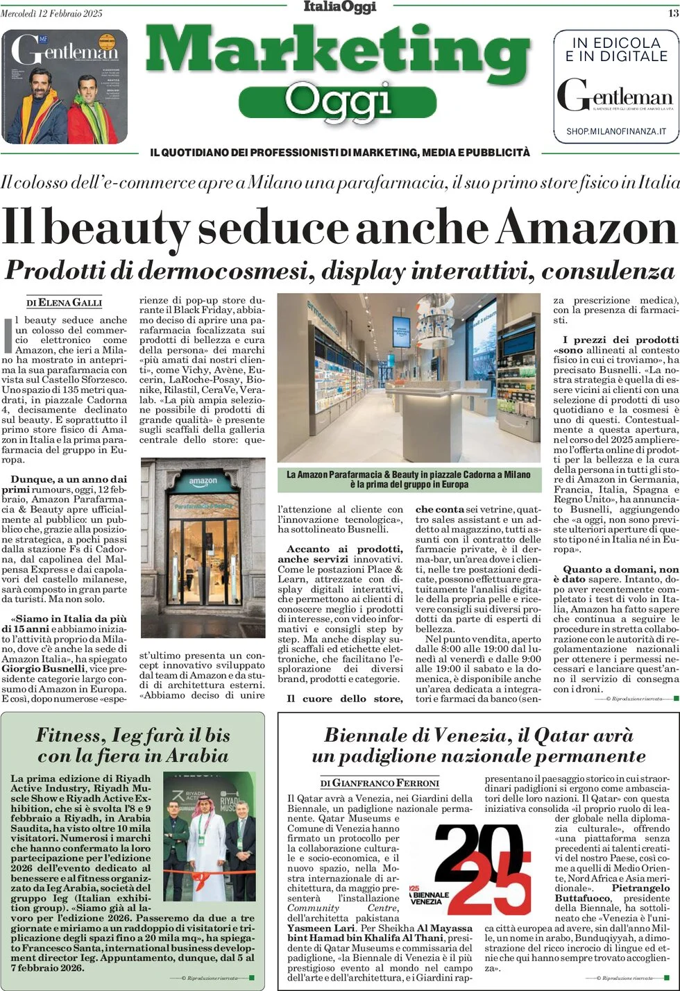 anteprima della prima pagina di marketing-oggi del 12/02/2025