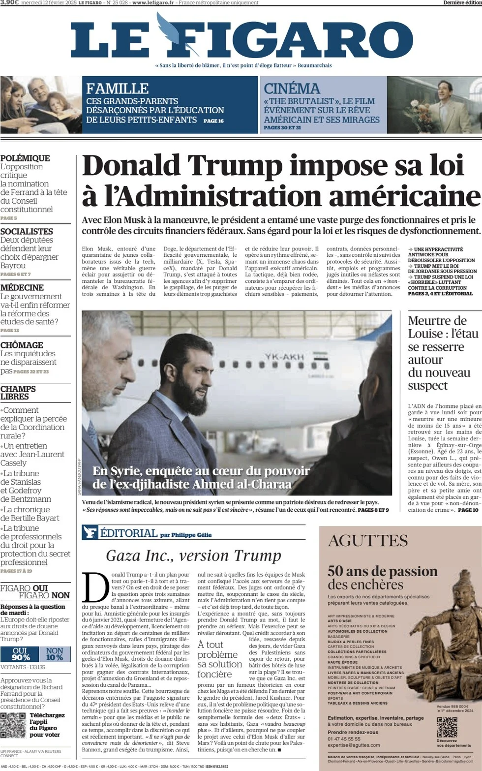 anteprima della prima pagina di le-figaro del 12/02/2025