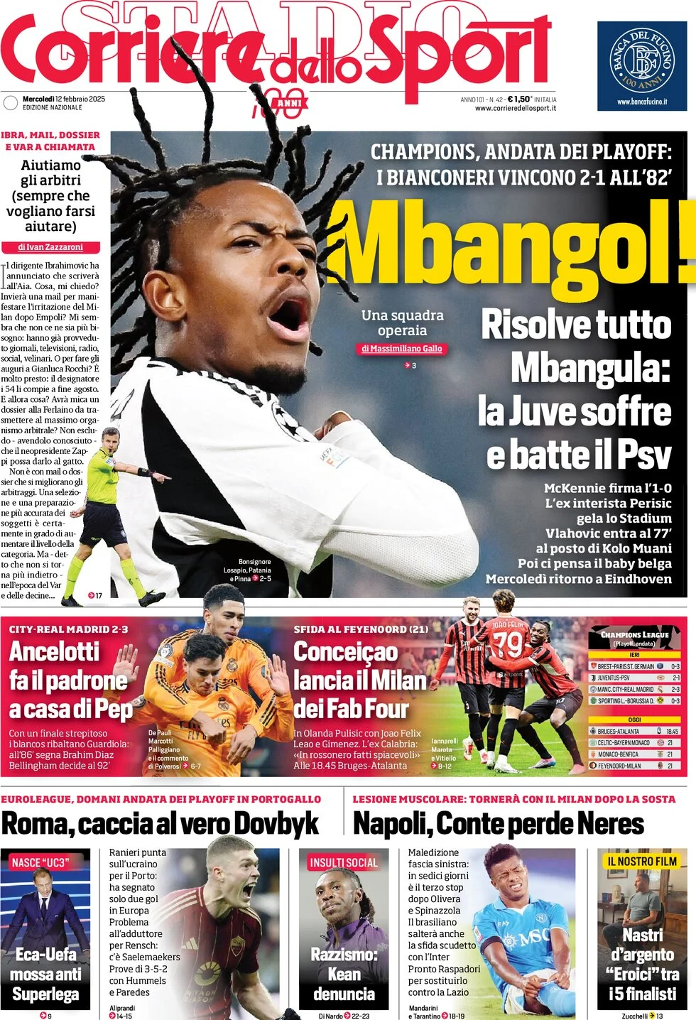 anteprima della prima pagina di corriere-dello-sport del 12/02/2025