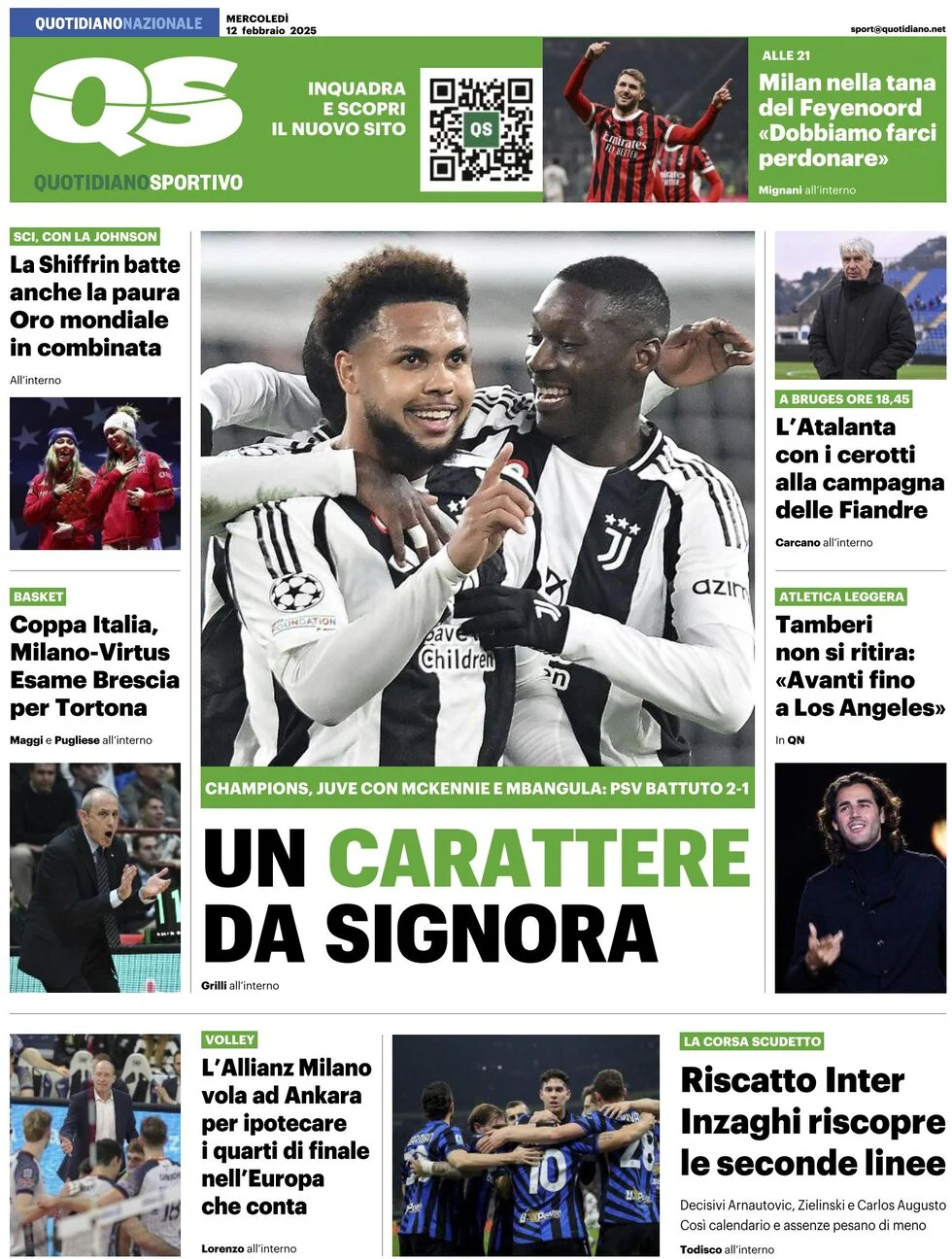 anteprima della prima pagina di qs-quotidiano-sportivo del 12/02/2025