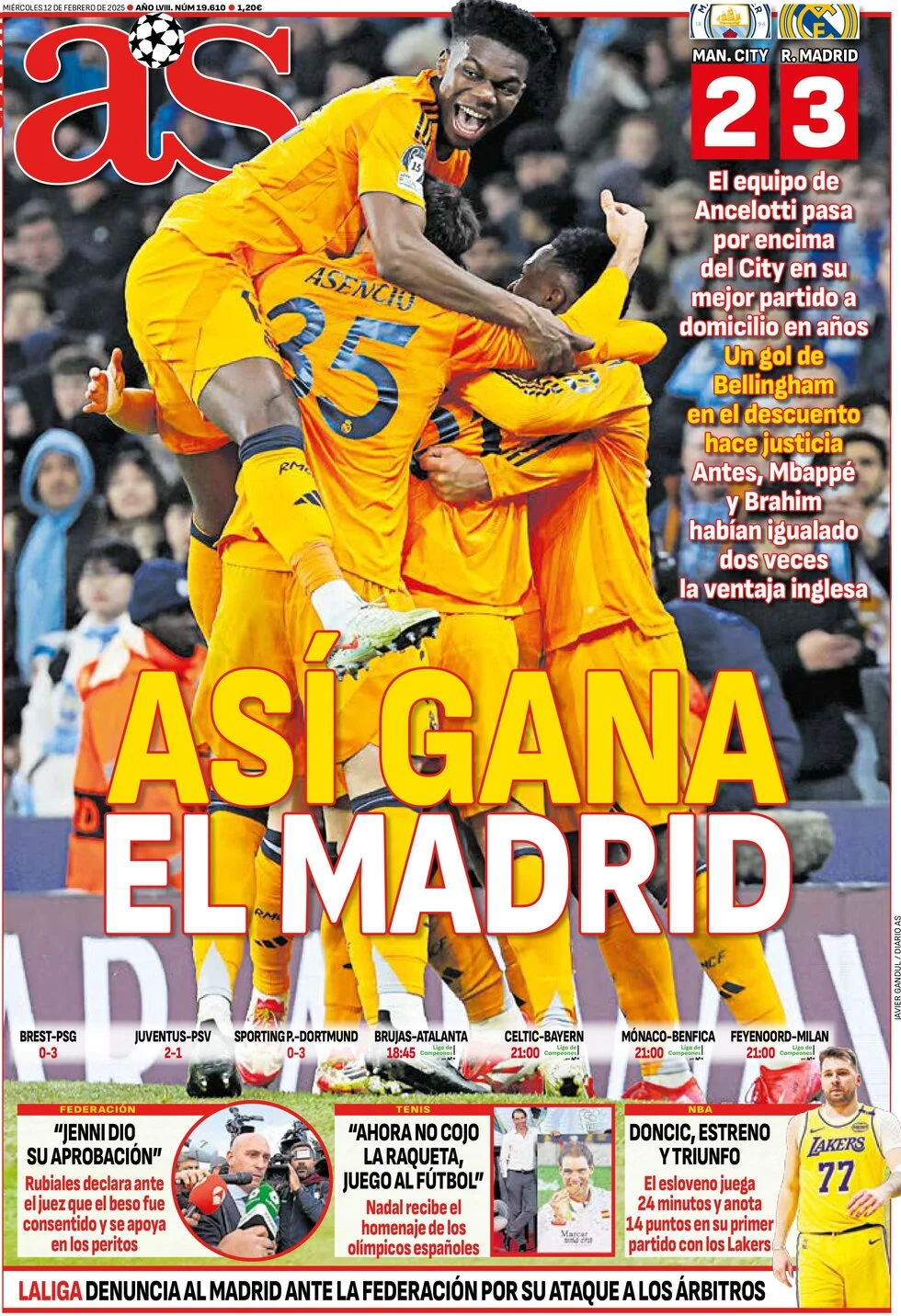 anteprima della prima pagina di as-madrid del 12/02/2025