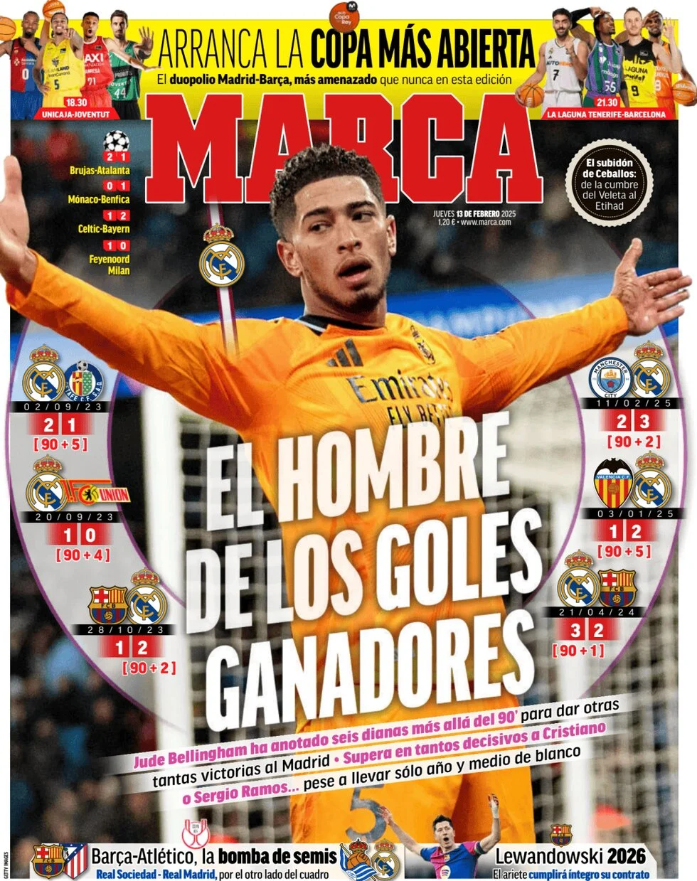 anteprima della prima pagina di marca del 13/02/2025