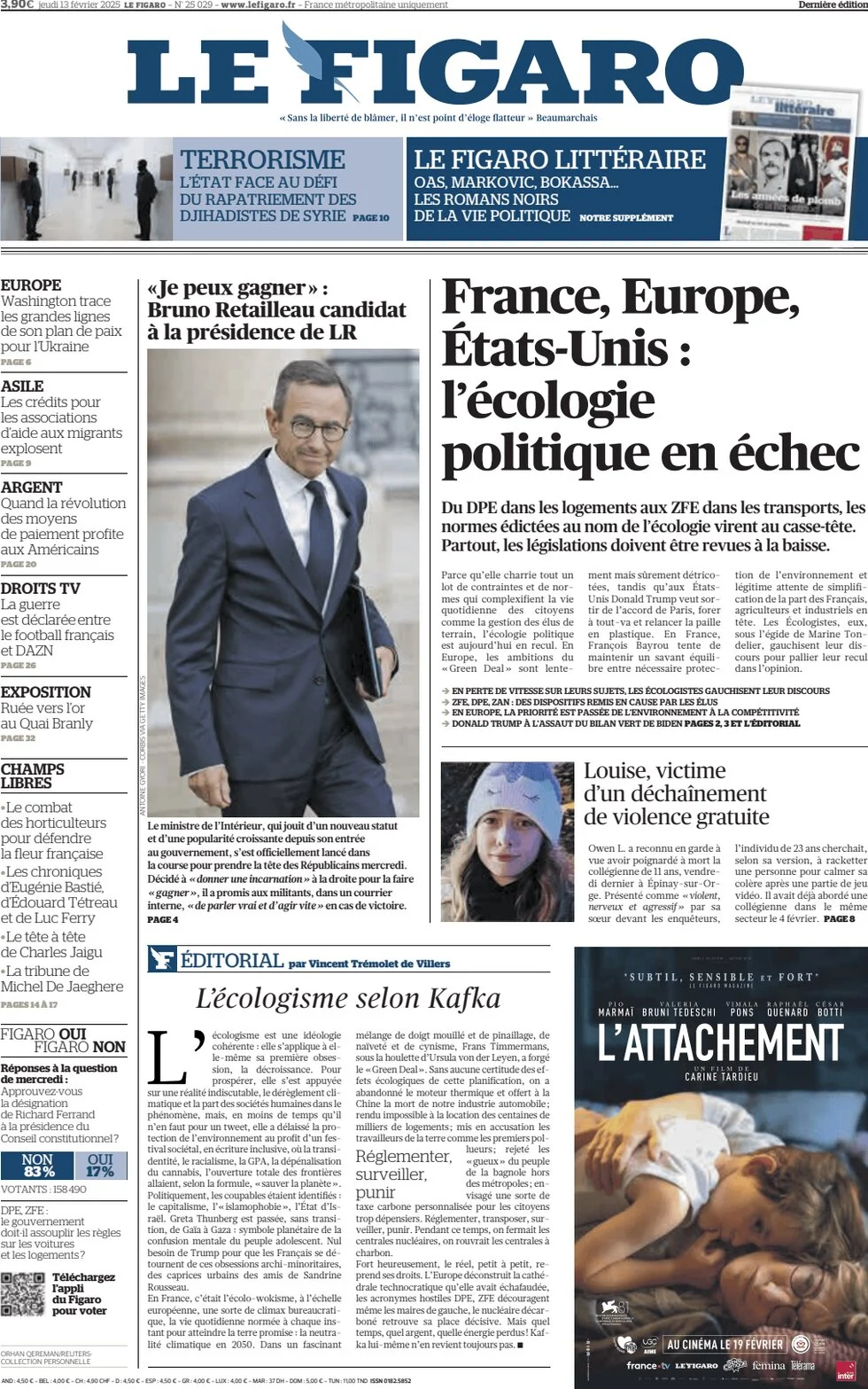anteprima della prima pagina di le-figaro del 13/02/2025