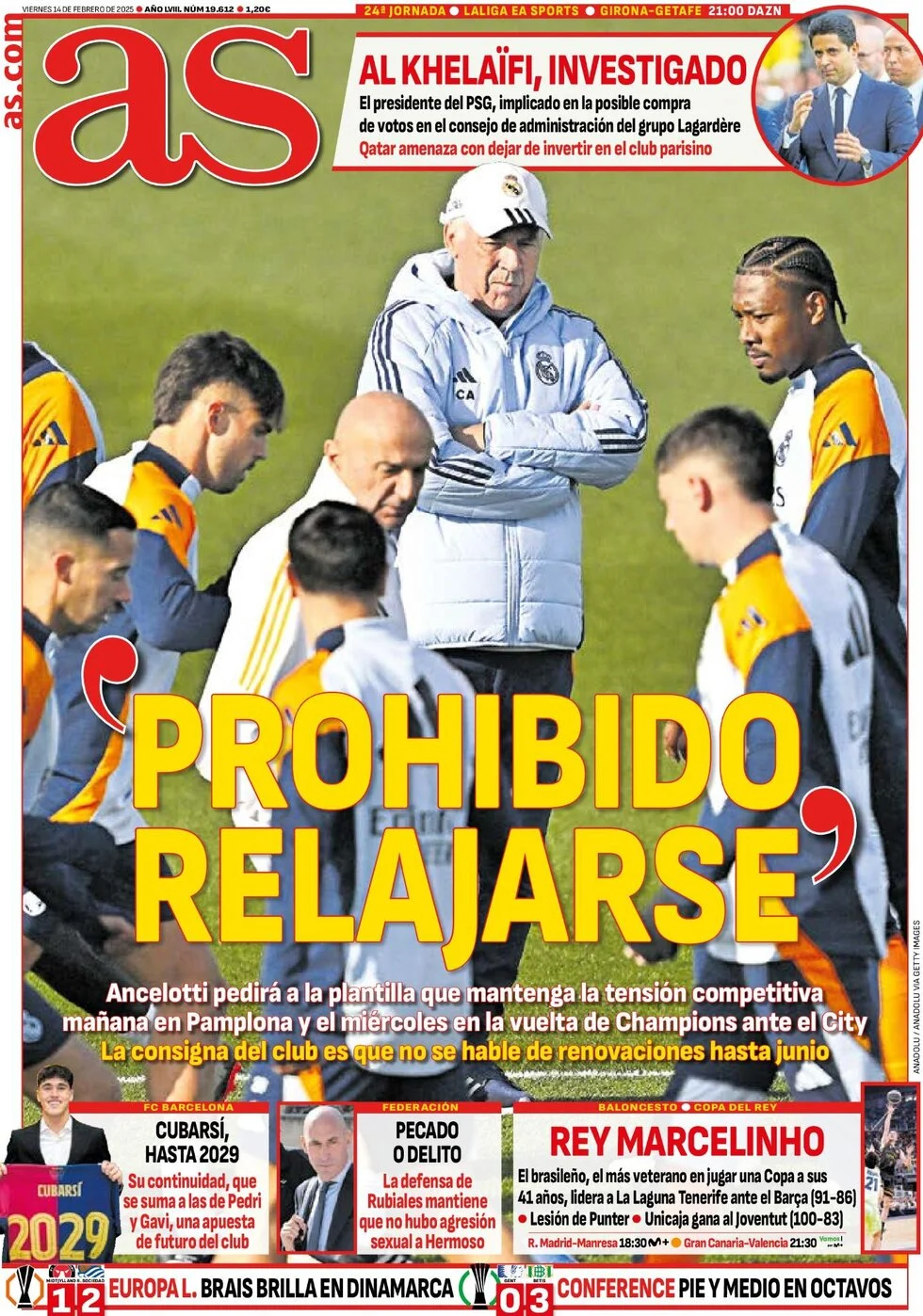 anteprima della prima pagina di as-madrid del 14/02/2025