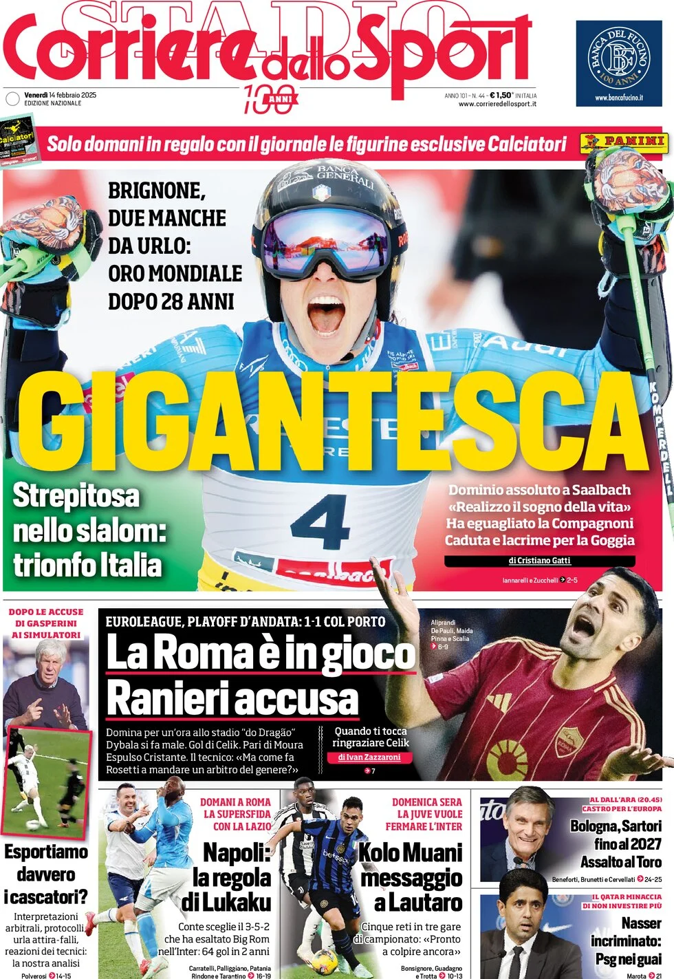 anteprima della prima pagina di corriere-dello-sport del 14/02/2025