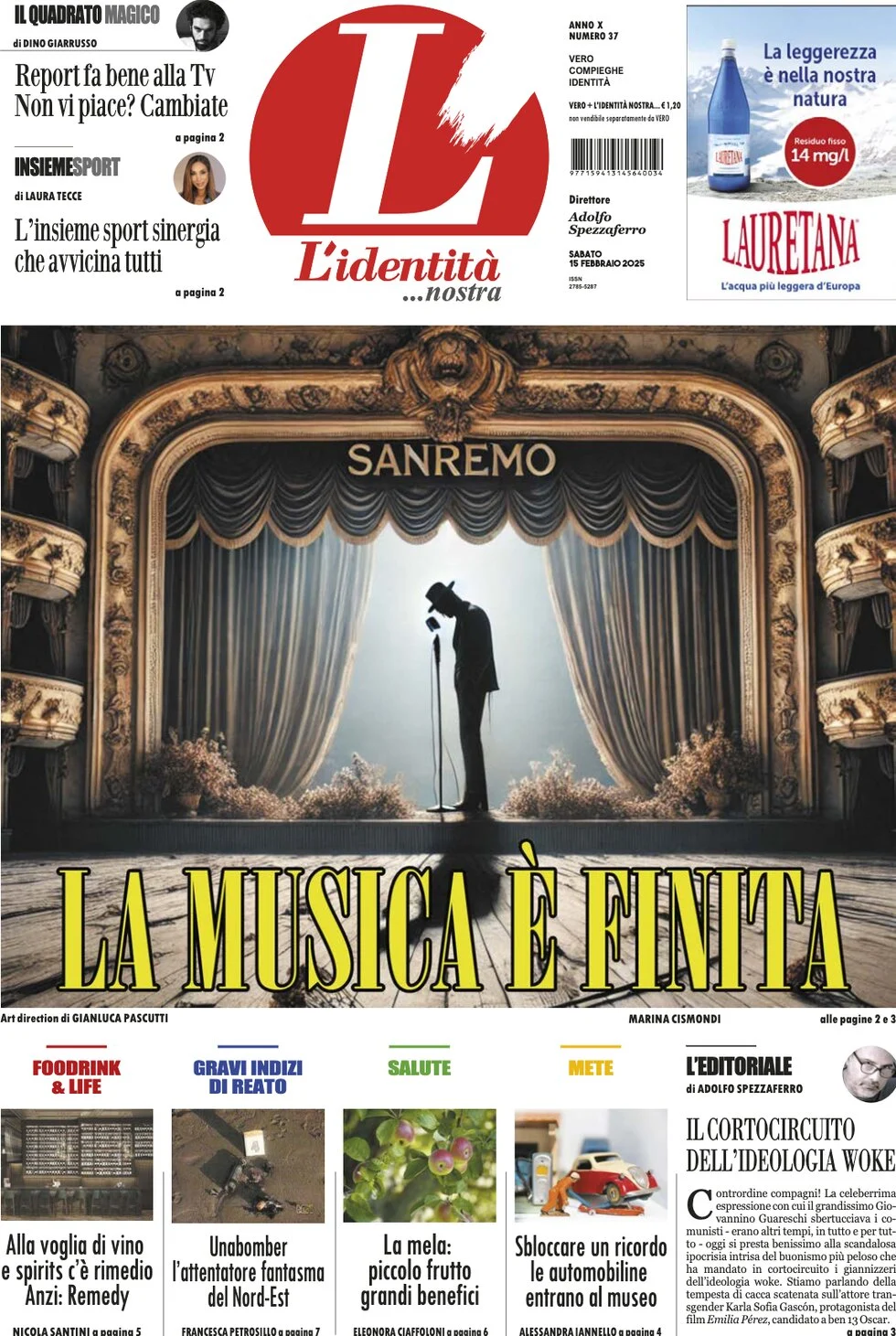anteprima della prima pagina di lidentit del 15/02/2025