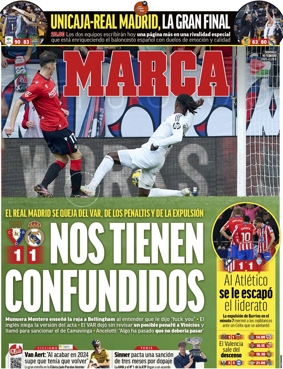 anteprima della prima pagina di marca del 16/02/2025