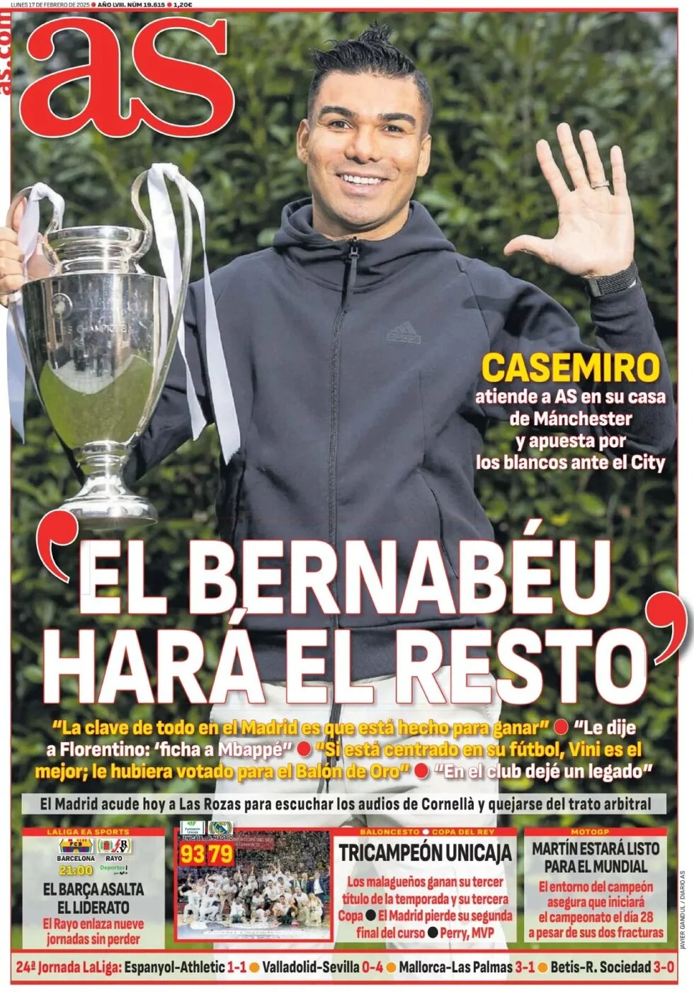 anteprima della prima pagina di as-madrid del 17/02/2025