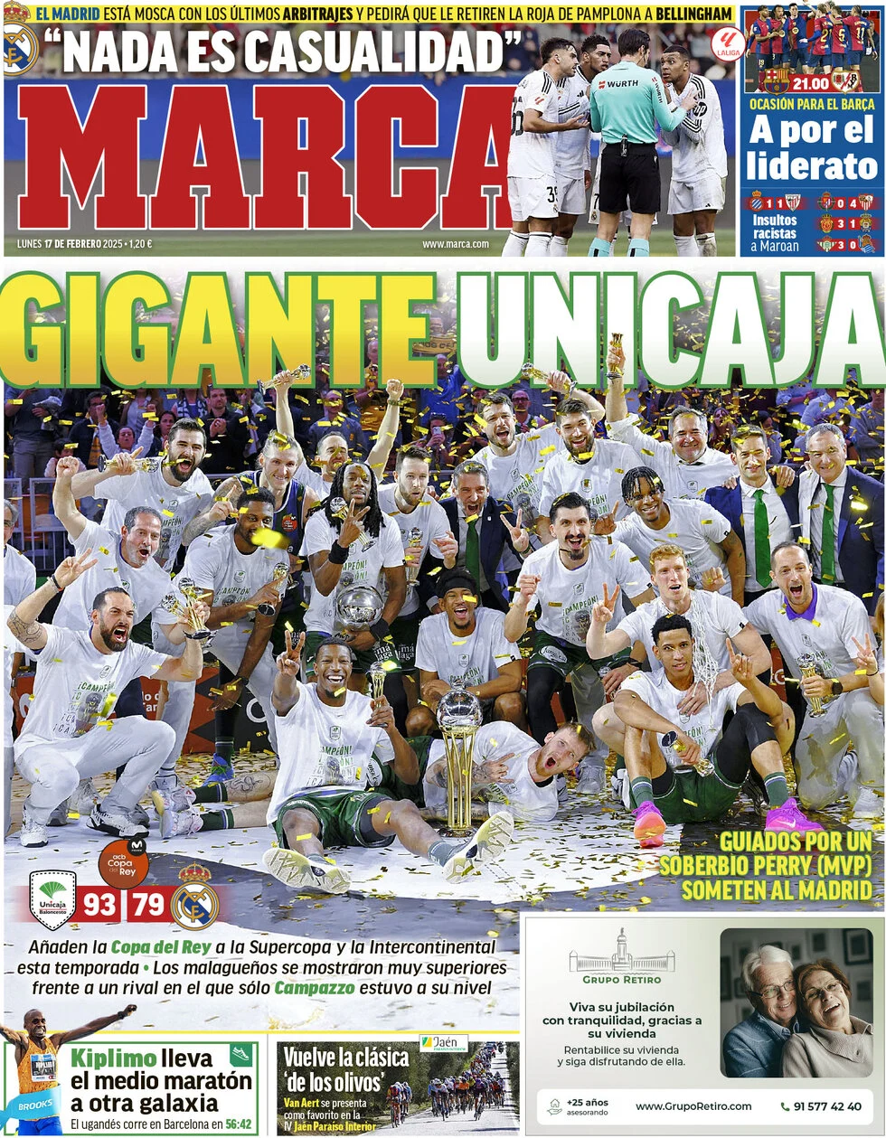 anteprima della prima pagina di marca del 17/02/2025