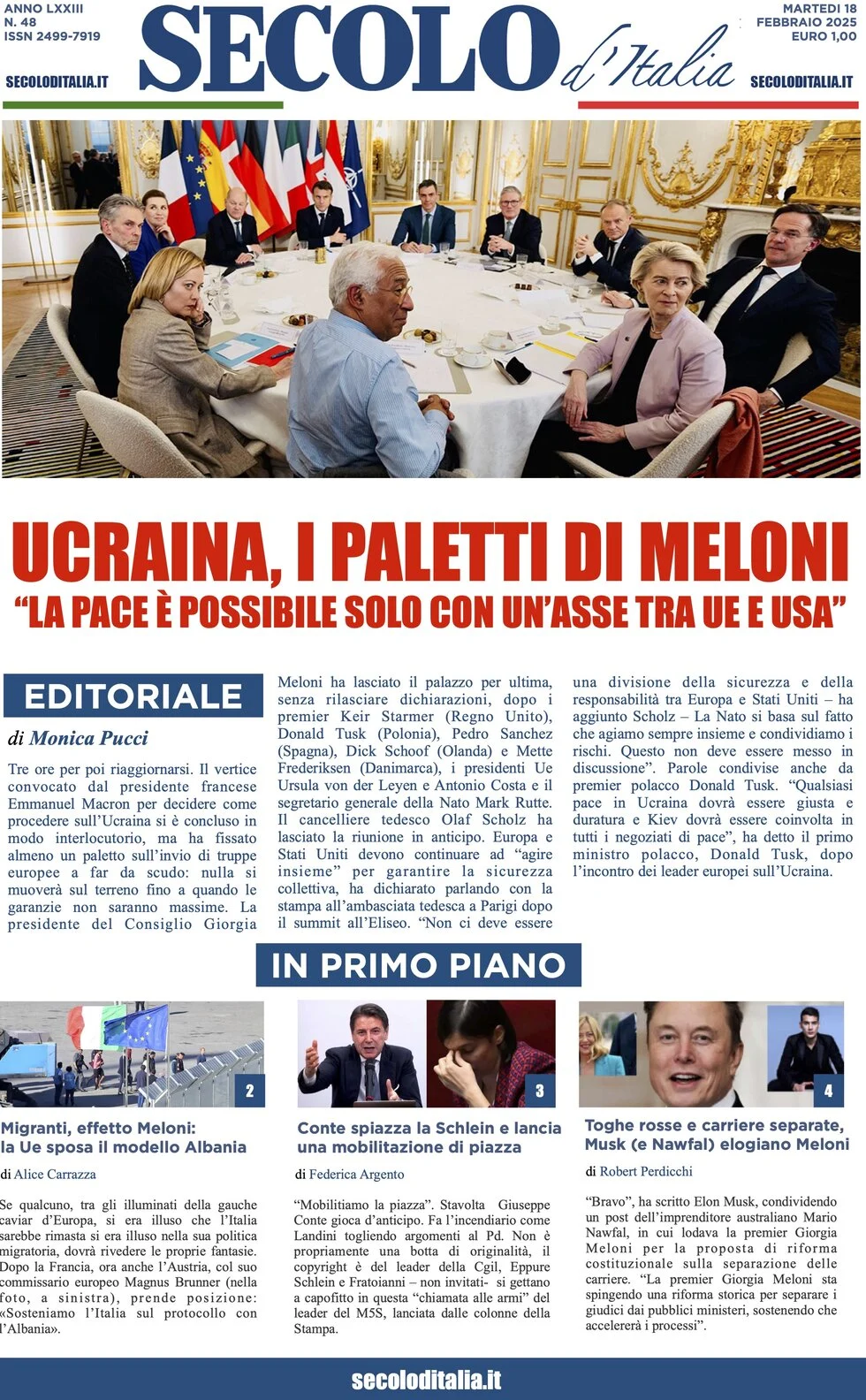 anteprima della prima pagina di secolo-ditalia del 18/02/2025