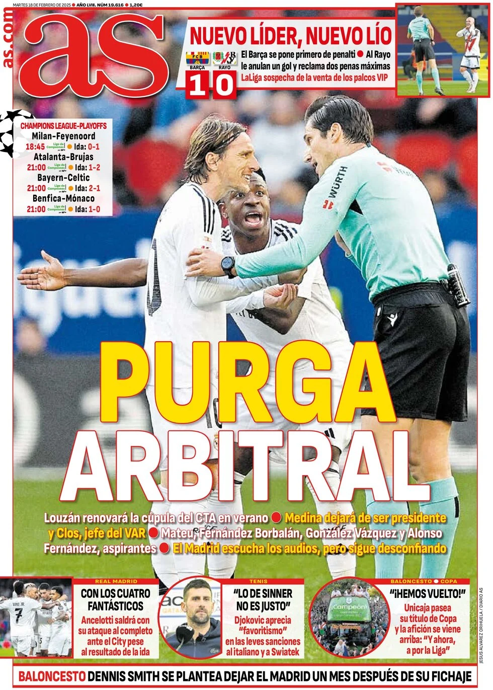 anteprima della prima pagina di as-madrid del 18/02/2025
