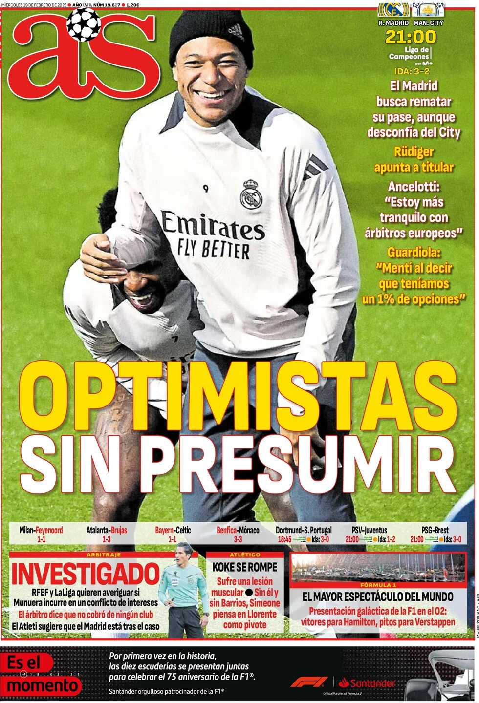 anteprima della prima pagina di as-madrid del 19/02/2025