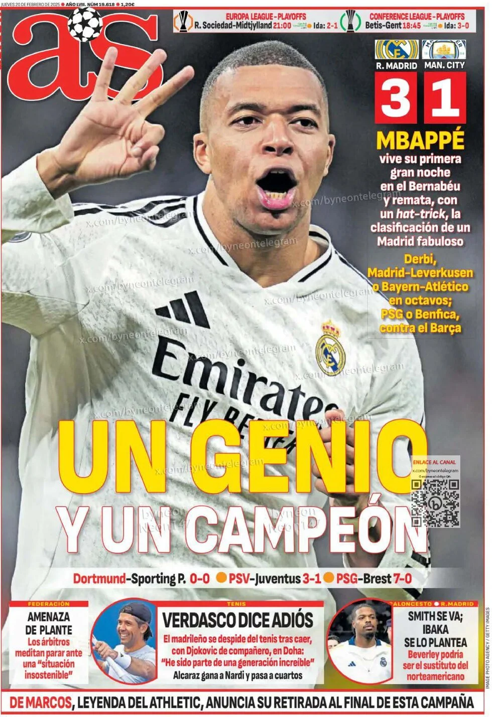 anteprima della prima pagina di as-madrid del 20/02/2025