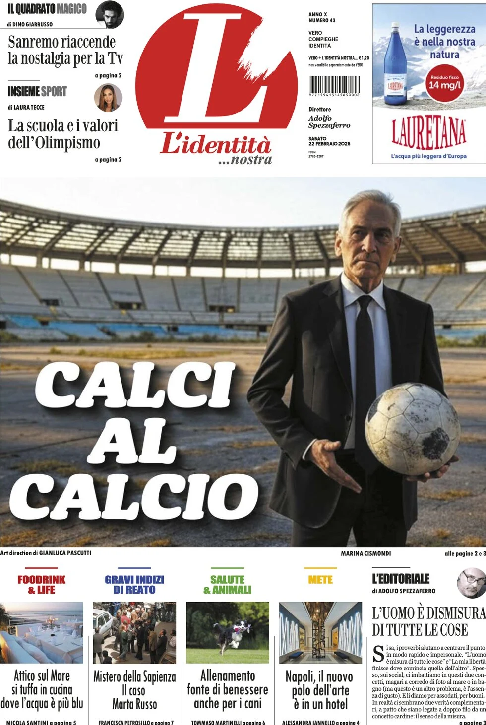 anteprima della prima pagina di lidentit del 22/02/2025
