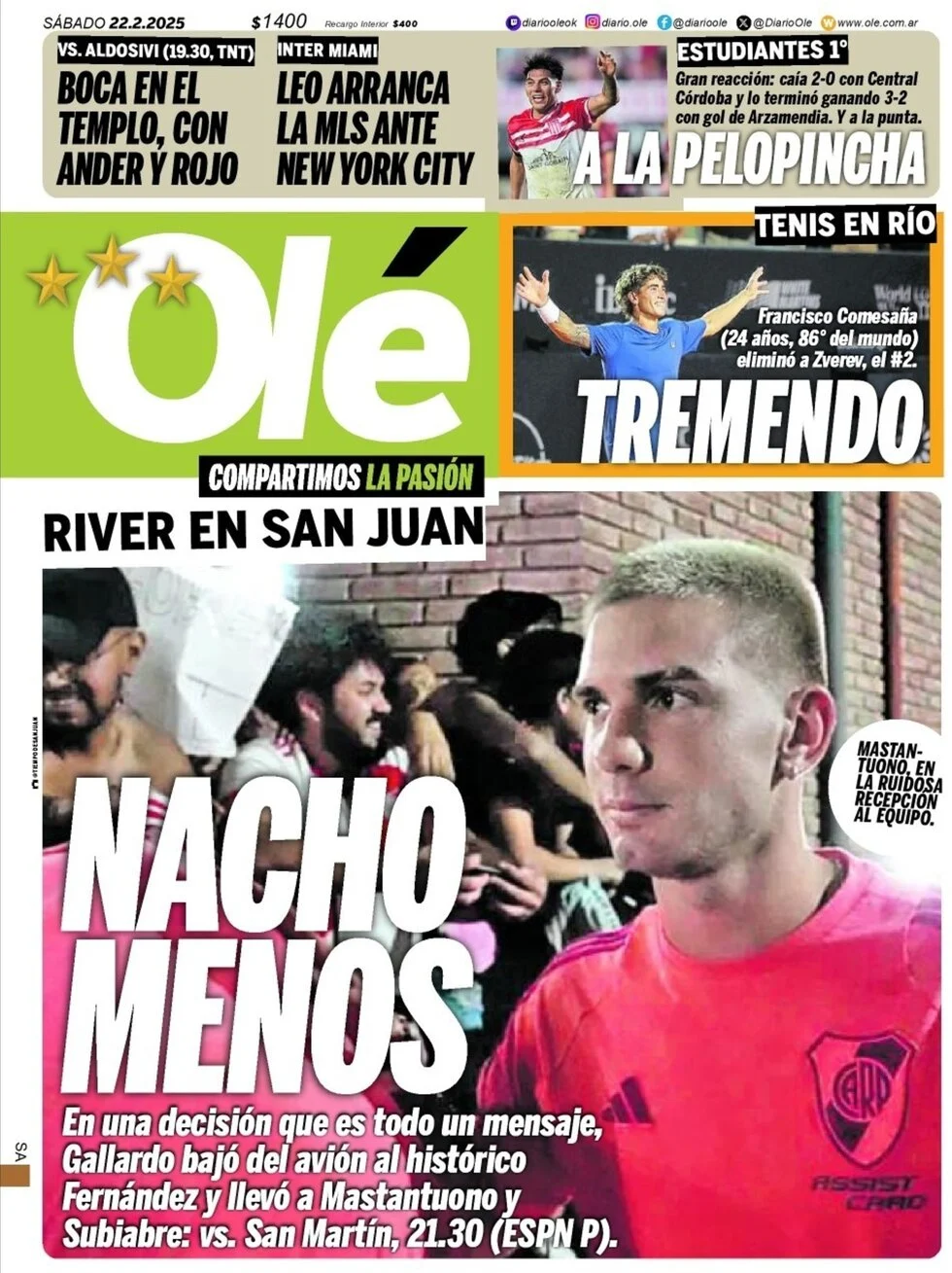 anteprima della prima pagina di ol del 22/02/2025