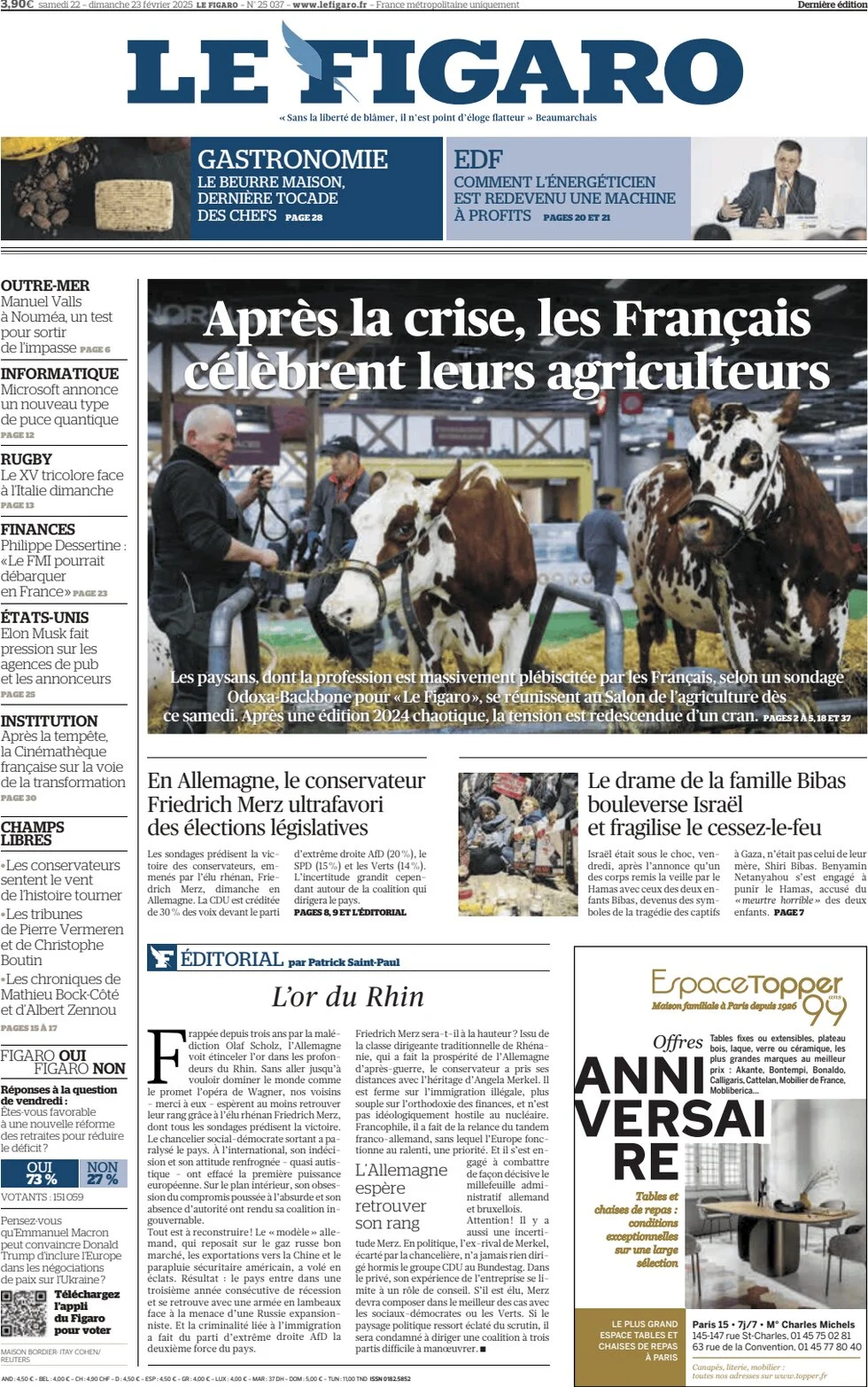 anteprima della prima pagina di le-figaro del 22/02/2025