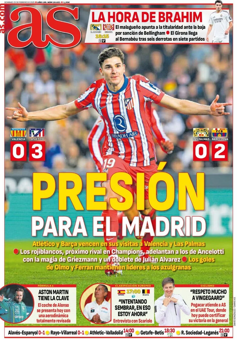 anteprima della prima pagina di as-madrid del 23/02/2025