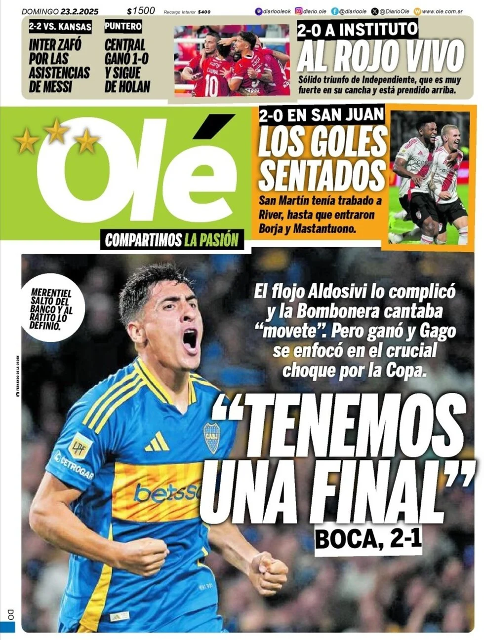 anteprima della prima pagina di ol del 23/02/2025