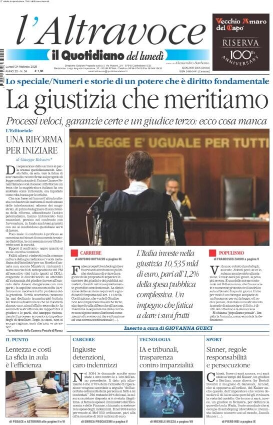 anteprima della prima pagina di il-quotidiano-del-sud-laltravoce del 24/02/2025