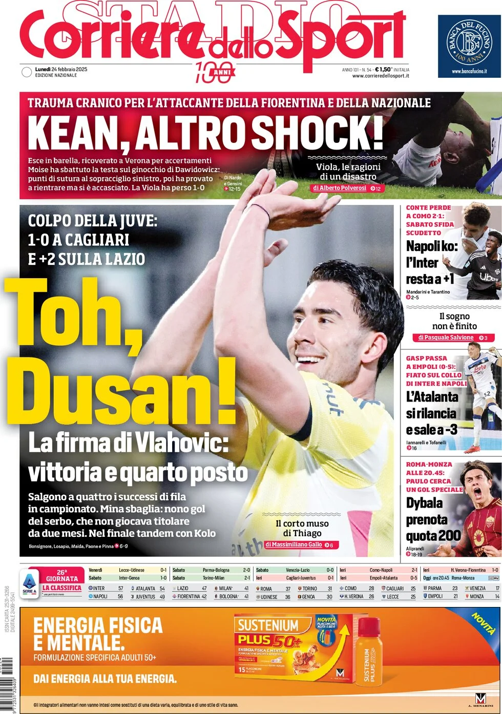 anteprima della prima pagina di corriere-dello-sport del 24/02/2025