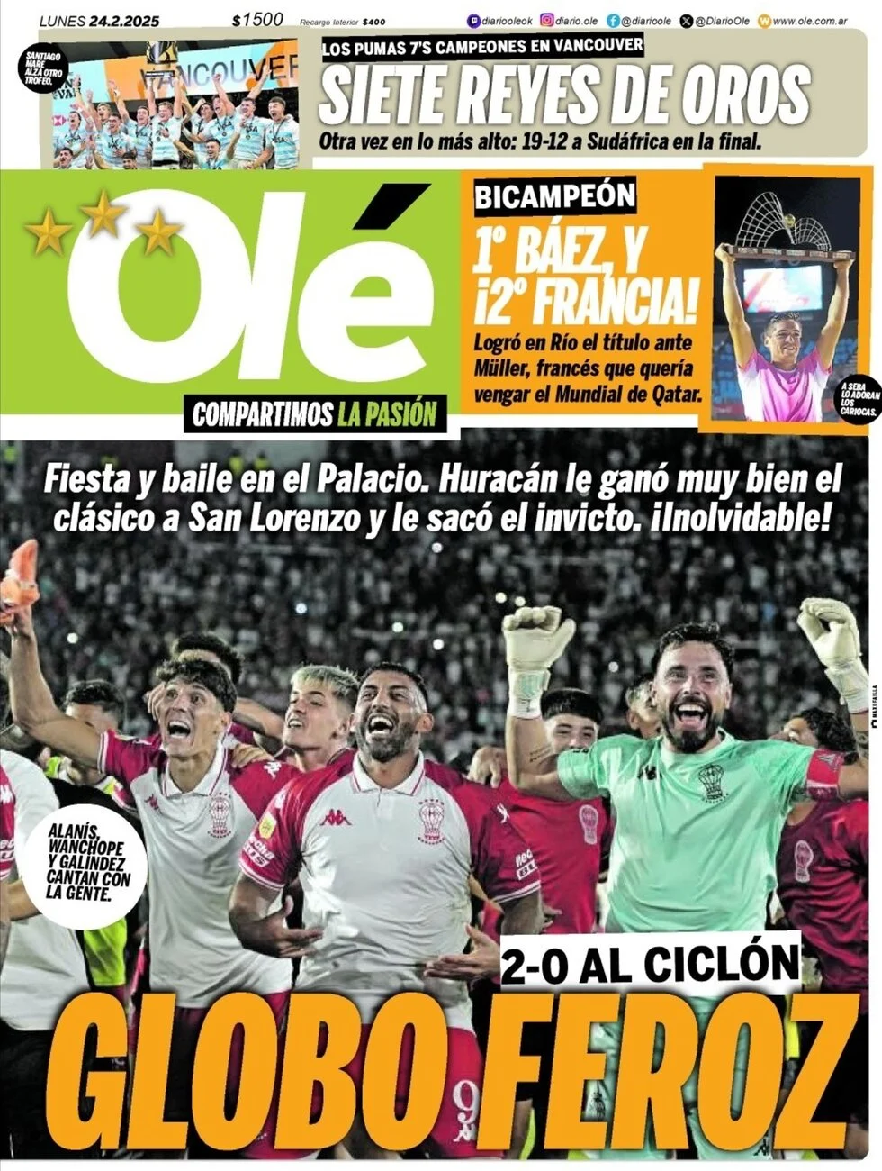 anteprima della prima pagina di ol del 24/02/2025